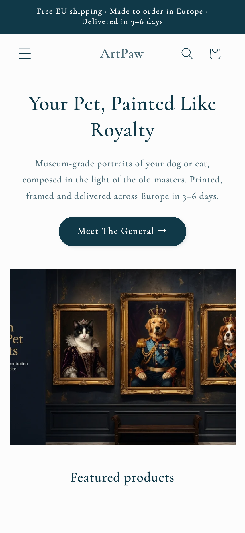 ArtPaw — witryna sklepu z portretami zwierząt