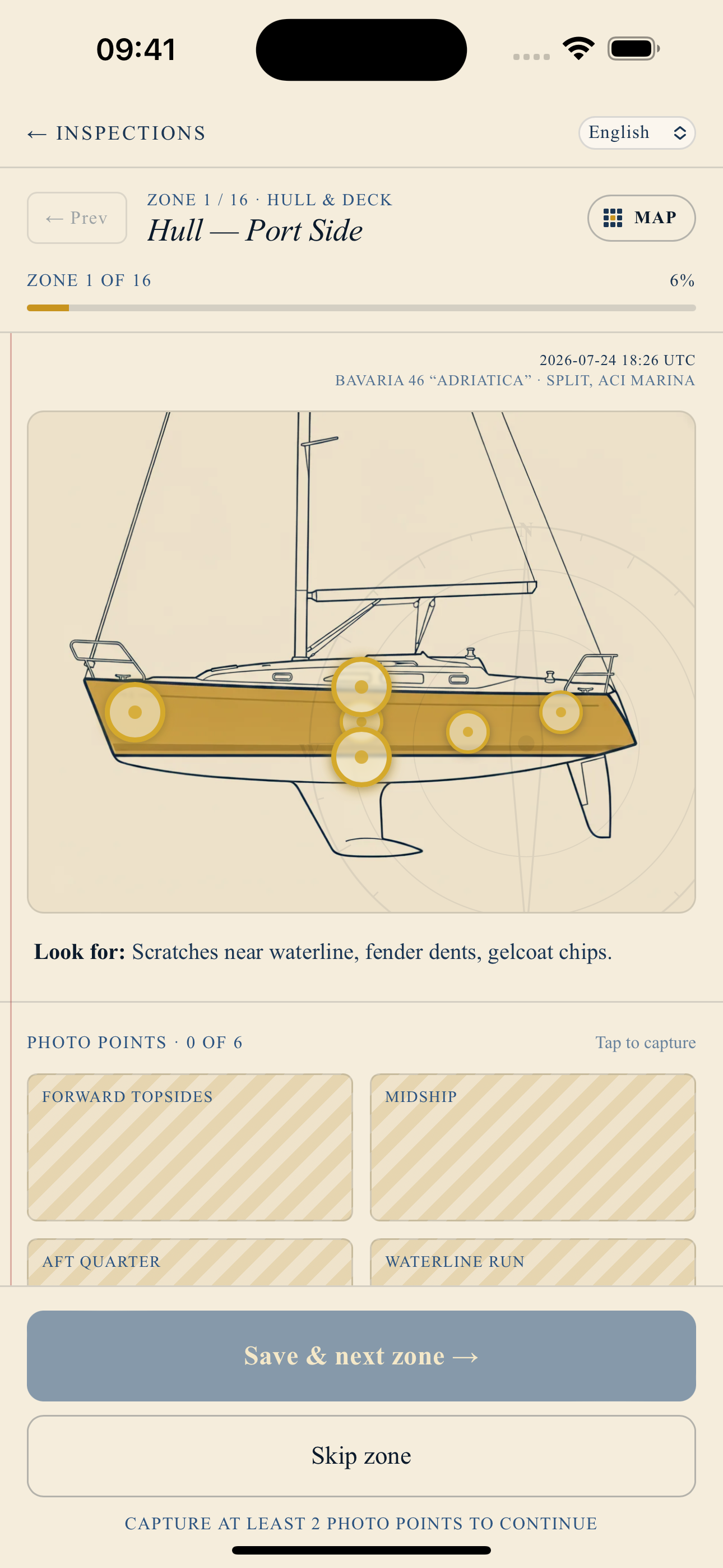 HandoverBoat — inspekcja łodzi po szesnastu strefach